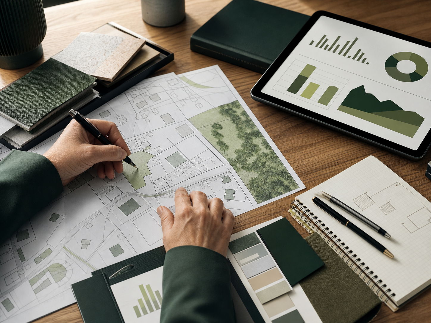 Analista fundamentando dados imobiliários e referências de mercado